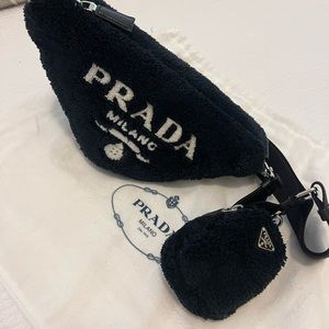 Prada triangle terrycloth shoulder bag